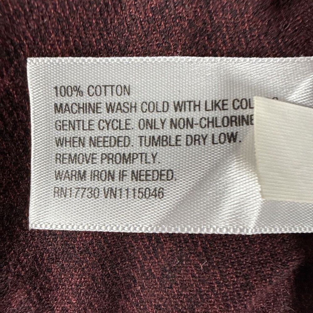 Mossimo Mens XL Flannel Shirt Maroon Burgundy Solid Long Sleeve Button Cotton - Picture 8 of 10